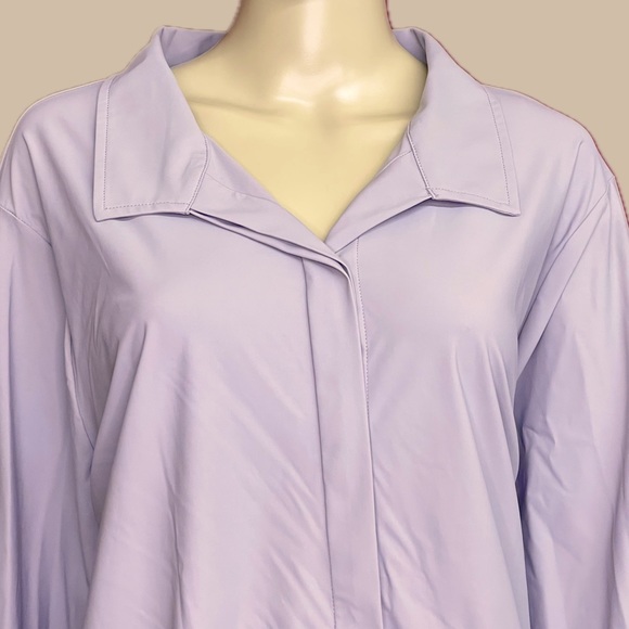 Marla Wynne Stretch Tech Dusty Lavender Pocket Tunic Top Size 3X - Picture 3 of 7